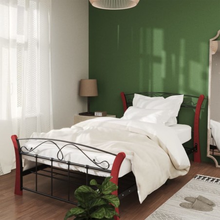 vidaXL Estructura de cama de metal negro 100x200 cm