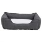 vidaXL Cama de perro felpa apariencia de lino gris y blanca vidaXL Cama de perro felpa apariencia de lino gris y blanca