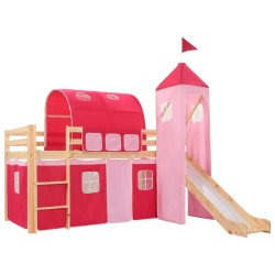 vidaXL Cama alta para niños tobogán y escalera madera pino 208x230 cm