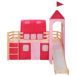 vidaXL Cama alta para niños tobogán y escalera madera pino 208x230 cm