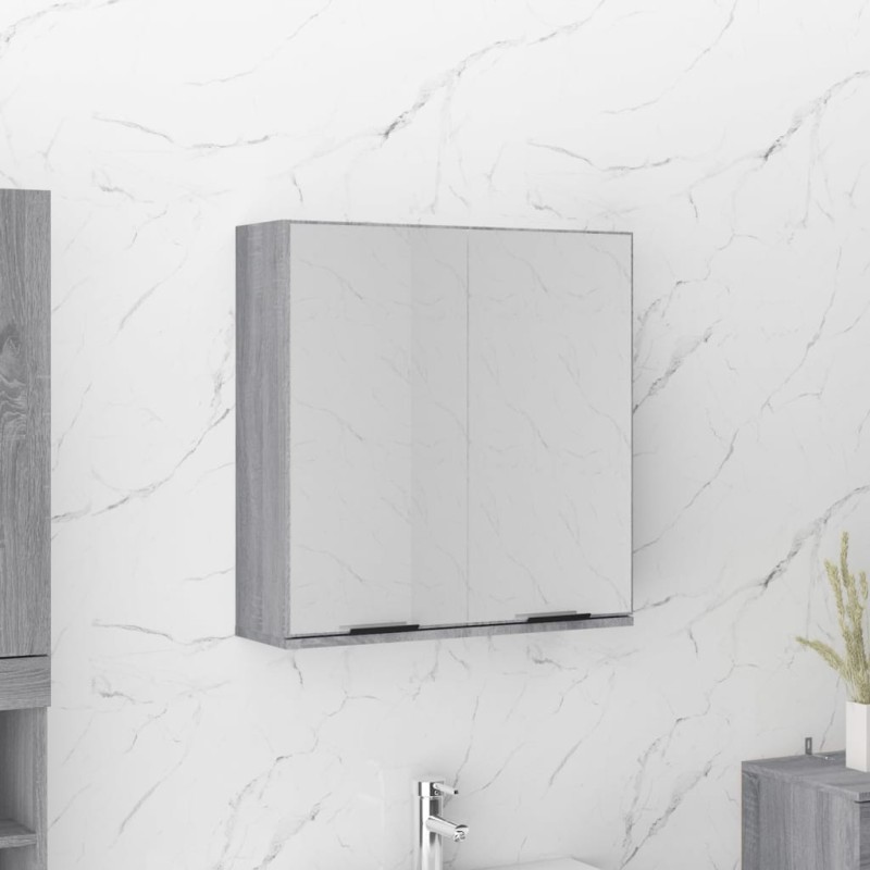 vidaXL Armario de baño con espejo color gris Sonoma 64x20x67 cm vidaXL Armario de baño con espejo color gris Sonoma 64x20x67 cm