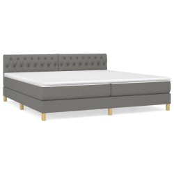 vidaXL Cama box spring con colchón tela gris oscuro 200x200 cm