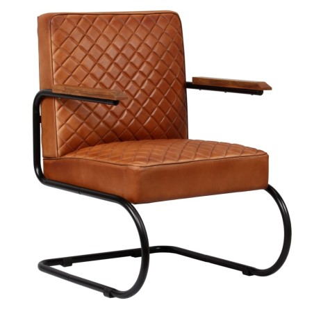 vidaXL Sillón de cuero auténtico marrón claro