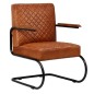 vidaXL Sillón de cuero auténtico marrón claro vidaXL Sillón de cuero auténtico marrón claro