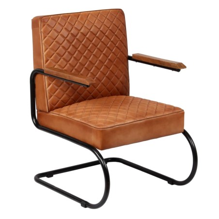 vidaXL Sillón de cuero auténtico marrón claro