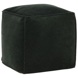 vidaXL Puf terciopelo de algodón verde bosque 40x40x40 cm