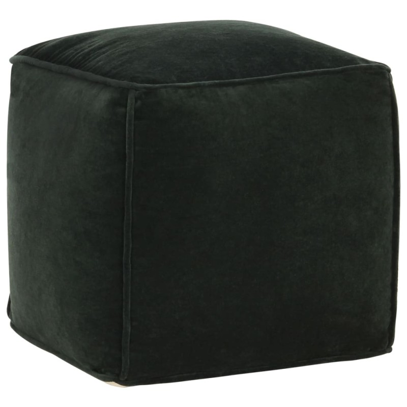 vidaXL Puf terciopelo de algodón verde bosque 40x40x40 cm