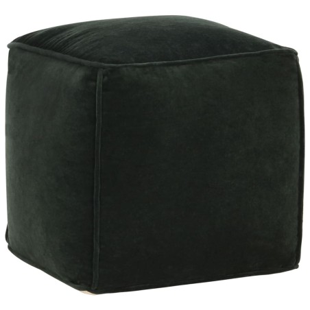 vidaXL Puf terciopelo de algodón verde bosque 40x40x40 cm