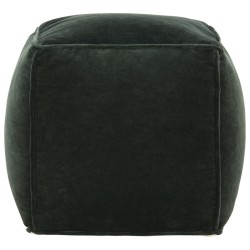 vidaXL Puf terciopelo de algodón verde bosque 40x40x40 cm