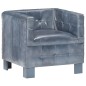vidaXL Sillón con diseño de cubo cuero auténtico gris vidaXL Sillón con diseño de cubo cuero auténtico gris