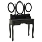 vidaXL Tocador con taburete y espejo triple plegable negro vidaXL Tocador con taburete y espejo triple plegable negro