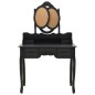 vidaXL Tocador con taburete y espejo triple plegable negro vidaXL Tocador con taburete y espejo triple plegable negro
