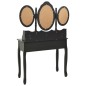vidaXL Tocador con taburete y espejo triple plegable negro vidaXL Tocador con taburete y espejo triple plegable negro
