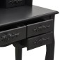vidaXL Tocador con taburete y espejo triple plegable negro vidaXL Tocador con taburete y espejo triple plegable negro