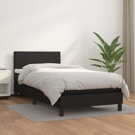 vidaXL Cama box spring con colchón cuero sintético negro 100x200 cm