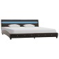 vidaXL Estructura de cama con LED cuero sintético gris 150x200 cm vidaXL Estructura de cama con LED cuero sintético gris 150x200 cm