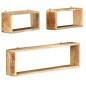 vidaXL Juego de estantes cubo de pared 3 piezas madera maciza de mango vidaXL Juego de estantes cubo de pared 3 piezas madera maciza de mango