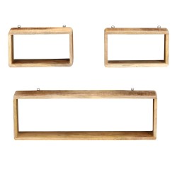 vidaXL Juego de estantes cubo de pared 3 piezas madera maciza de mango