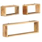 vidaXL Juego de estantes cubo de pared 3 piezas madera maciza de mango vidaXL Juego de estantes cubo de pared 3 piezas madera maciza de mango