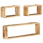 vidaXL Juego de estantes cubo de pared 3 piezas madera maciza de mango vidaXL Juego de estantes cubo de pared 3 piezas madera maciza de mango