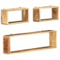 vidaXL Juego de estantes cubo de pared 3 piezas madera maciza de mango vidaXL Juego de estantes cubo de pared 3 piezas madera maciza de mango