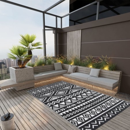 vidaXL Alfombra de exterior PP negra 120x180 cm