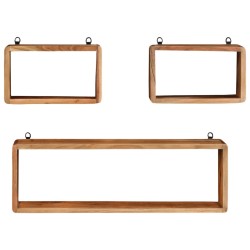vidaXL Juego de estantes cubo de pared 3 pzas madera maciza de acacia