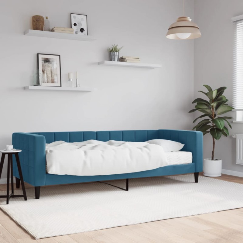 vidaXL Sofá cama con colchón terciopelo azul 80x200 cm vidaXL Sofá cama con colchón terciopelo azul 80x200 cm