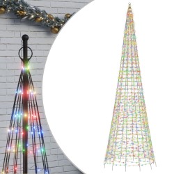 vidaXL Árbol de Navidad en asta de bandera 1534 LED colores 500 cm