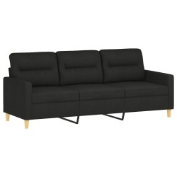 vidaXL Sofá de 3 plazas de tela negro 180 cm