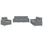 vidaXL Juego de sofás con cojines 3 piezas tela gris claro vidaXL Juego de sofás con cojines 3 piezas tela gris claro