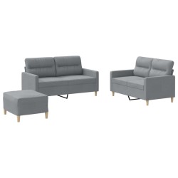 vidaXL Juego de sofás con cojines 3 piezas tela gris claro