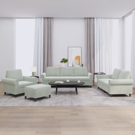 vidaXL Juego de sofás con cojines 4 piezas terciopelo gris claro