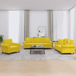 vidaXL Juego de sofás con cojines 3 piezas terciopelo amarillo