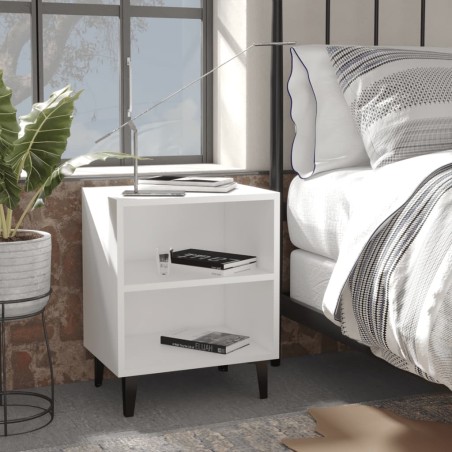 vidaXL Mesitas de noche con patas de metal 2 uds blanco 40x30x50 cm