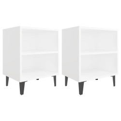 vidaXL Mesitas de noche con patas de metal 2 uds blanco 40x30x50 cm