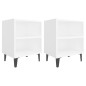 vidaXL Mesitas de noche con patas de metal 2 uds blanco 40x30x50 cm