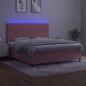 vidaXL Cama box spring colchón y LED terciopelo rosa 180x200 cm vidaXL Cama box spring colchón y LED terciopelo rosa 180x200 cm