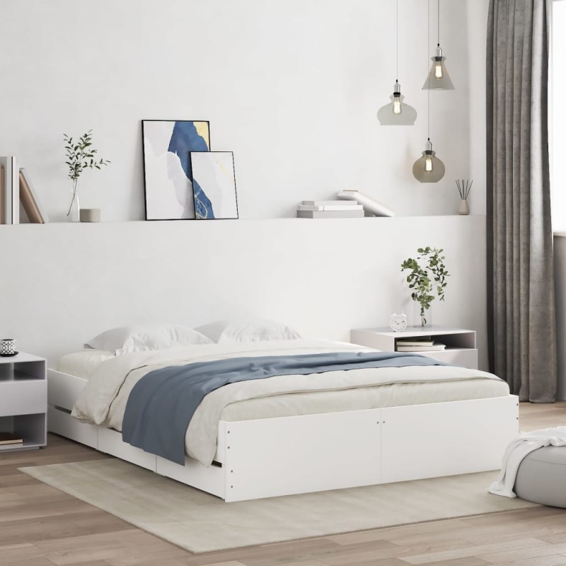 vidaXL Estructura de cama madera de ingeniería blanco 150x200 cm vidaXL Estructura de cama madera de ingeniería blanco 150x200 cm
