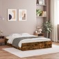 vidaXL Cama con cajones madera de ingeniería roble ahumado 150x200 cm vidaXL Cama con cajones madera de ingeniería roble ahumado 150x200 cm