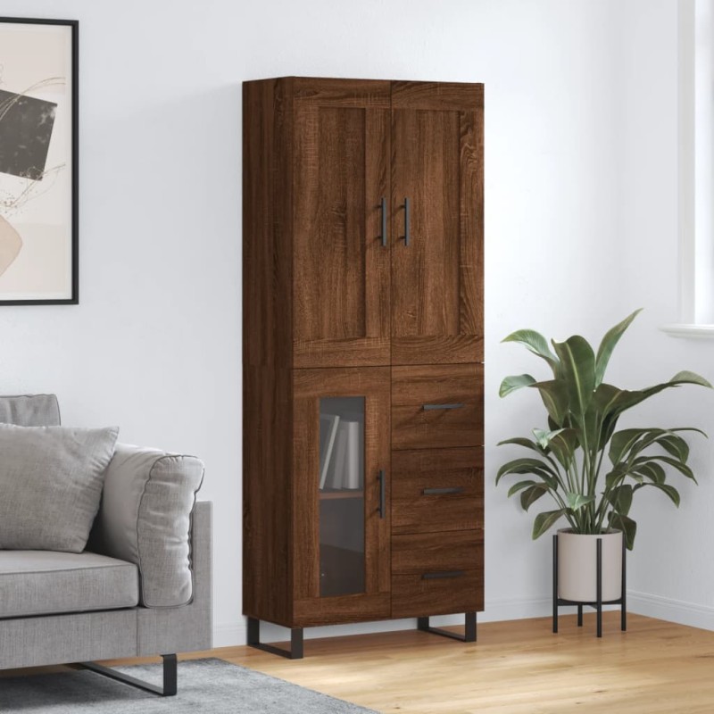 vidaXL Aparador alto madera contrachapada marrón roble 69,5x34x180 cm vidaXL Aparador alto madera contrachapada marrón roble 69,5x34x180 cm
