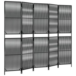 vidaXL Biombo de 5 paneles ratán sintético negro
