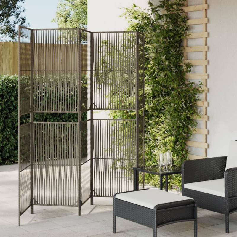 vidaXL Biombo de 5 paneles ratán sintético gris vidaXL Biombo de 5 paneles ratán sintético gris