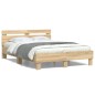 vidaXL Estructura de cama cabecero y luces LED roble Sonoma 135x190 cm vidaXL Estructura de cama cabecero y luces LED roble Sonoma 135x190 cm