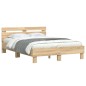 vidaXL Estructura de cama cabecero y luces LED roble Sonoma 135x190 cm vidaXL Estructura de cama cabecero y luces LED roble Sonoma 135x190 cm