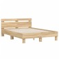 vidaXL Estructura de cama cabecero y luces LED roble Sonoma 135x190 cm vidaXL Estructura de cama cabecero y luces LED roble Sonoma 135x190 cm