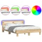 vidaXL Estructura de cama cabecero y luces LED roble Sonoma 140x190 cm vidaXL Estructura de cama cabecero y luces LED roble Sonoma 140x190 cm