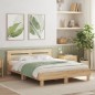 vidaXL Estructura de cama cabecero y luces LED roble Sonoma 140x190 cm vidaXL Estructura de cama cabecero y luces LED roble Sonoma 140x190 cm
