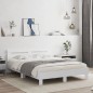 vidaXL Estructura de cama con cabecero y luces LED blanco 140x190 cm vidaXL Estructura de cama con cabecero y luces LED blanco 140x190 cm