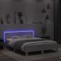 vidaXL Estructura de cama con cabecero y luces LED blanco 140x190 cm vidaXL Estructura de cama con cabecero y luces LED blanco 140x190 cm